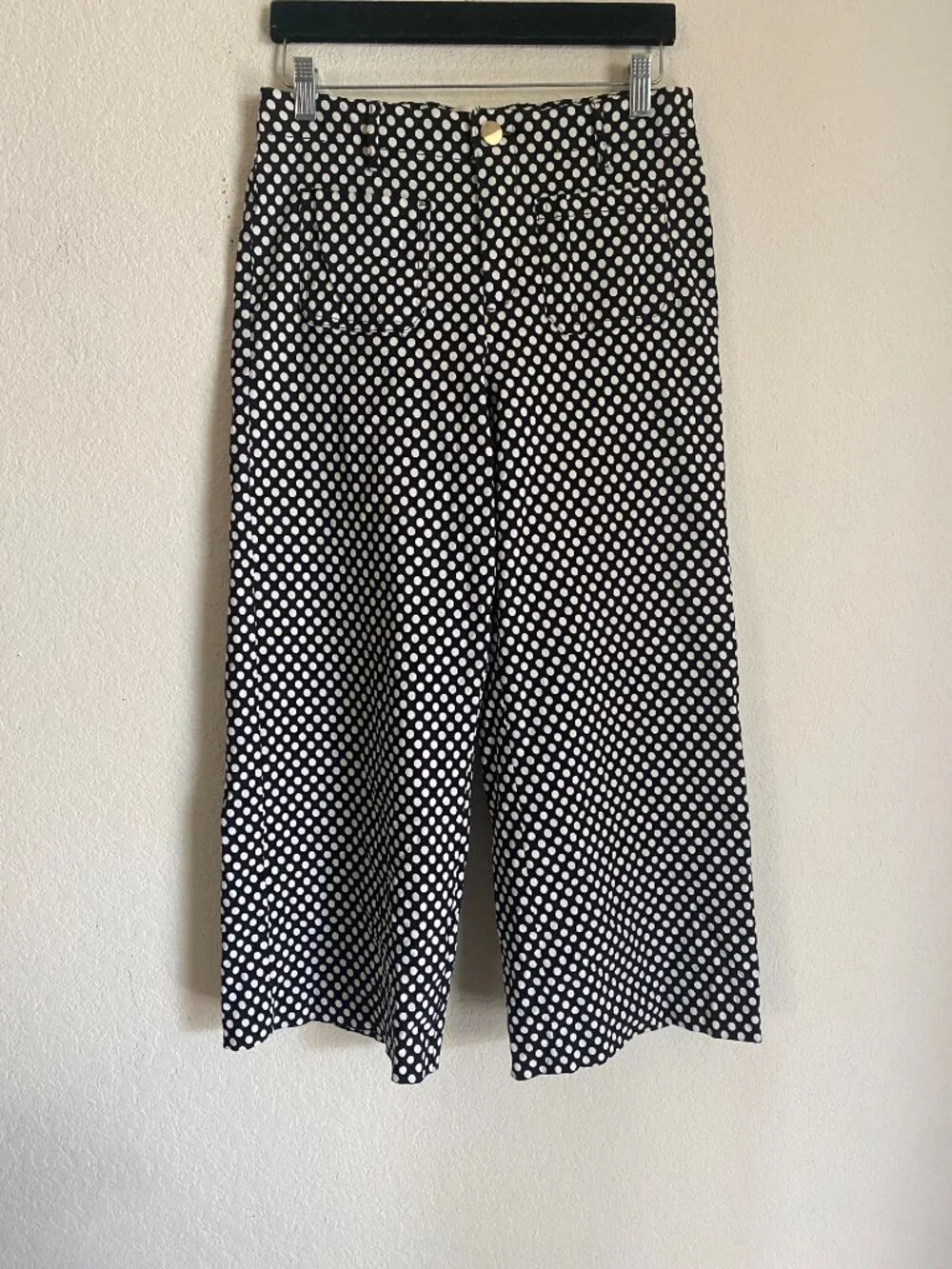 Jules and Leopold Black and White Polka Dot Wide Leg High Waisted Pants Size M - Picture 2 of 7